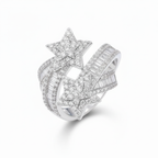 Luxury Full Moissanite Star Band Ring for Men Women 925 Sterling Silver Hip Hop Rings Party Sparkling with GRA Certified Jewely