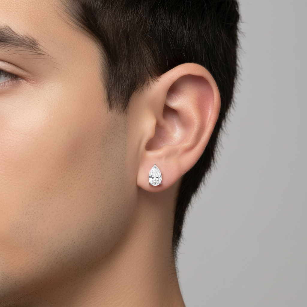 Pear Cut Moissanite Earring