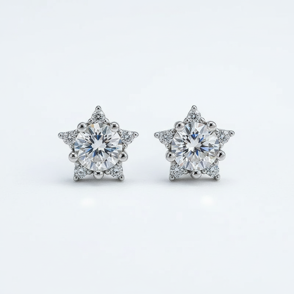 GRA Certified Real Moissanite Diamond Star Stud Earrings 925 Sterling Silver for Women Wedding Fine Jewelry