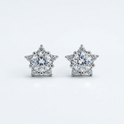 GRA Certified Real Moissanite Diamond Star Stud Earrings 925 Sterling Silver for Women Wedding Fine Jewelry
